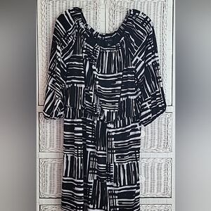 AB Studio Dress with 3/4 Sleeves and cinched at the waist